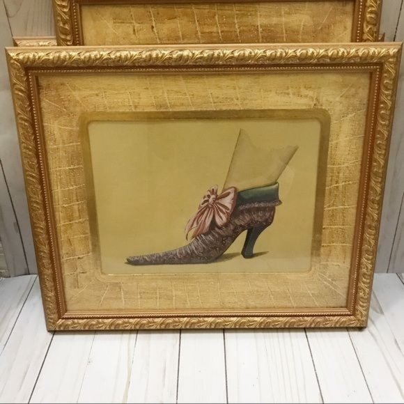 Framed Victorian Shoe With Bow Art by Fiona Saunders - Picture 2 of 6